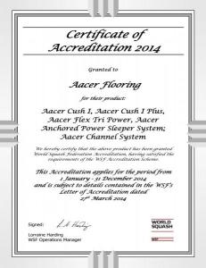 国家壁球协会（WSF）认证证书