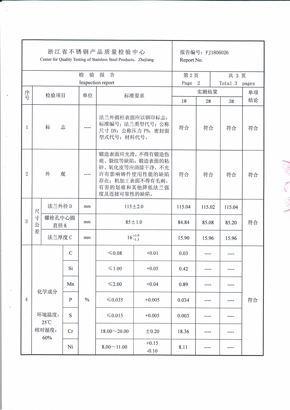 不锈钢产品质量检验报告