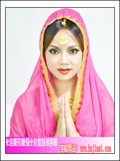 卡佳斯浙江化妆培训学校化妆教学里印度妆_卡