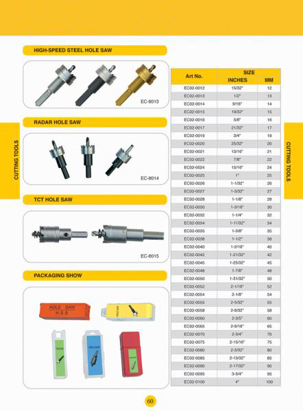 HSS and TCT hole saw