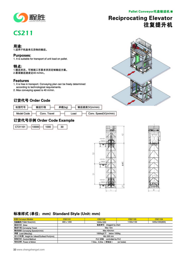 034 T 往復(fù)提升機