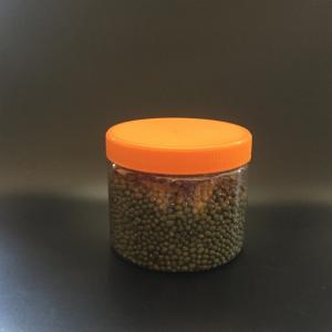 厂家批发 400ml1x10 橘黄色配盖 透明塑料瓶子 圆形广口瓶定制