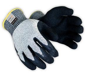 黑色乳胶涂层防切割针织手套