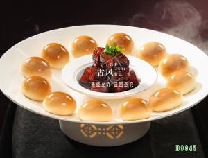 B9347手工汉堡配两头乌红烧肉