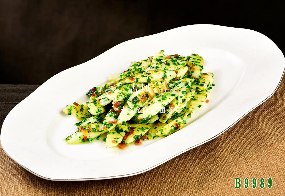 B9989火腿荠菜炒山药 - 副本