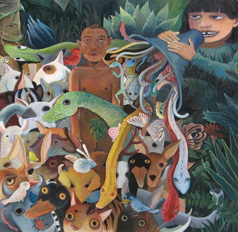 刘冰《说给你听》布面油画120×120cm2011年