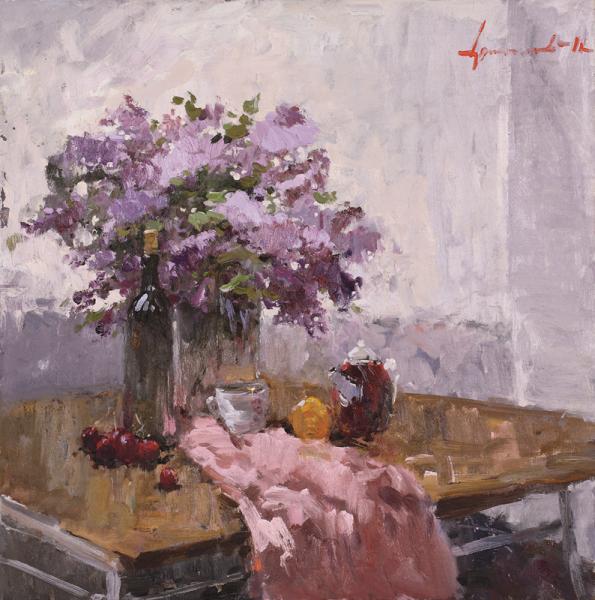 拉申得  《葡萄与丁香》   90×90cm 2011年