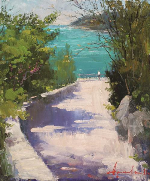 拉申得 通往大海的小道   60×50cm 2011年
