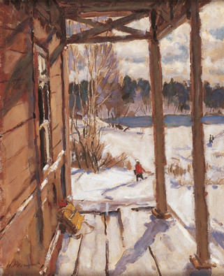 尼古拉·列宾  《在原野》 33X57cm 1989年