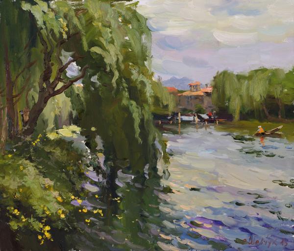 斯维特莱娜  《公园小溪 》  40×50cm 2013年