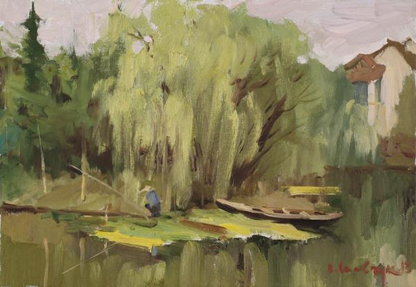 谢夫楚科  《垂柳（杭州）》   32×46cm 2013年