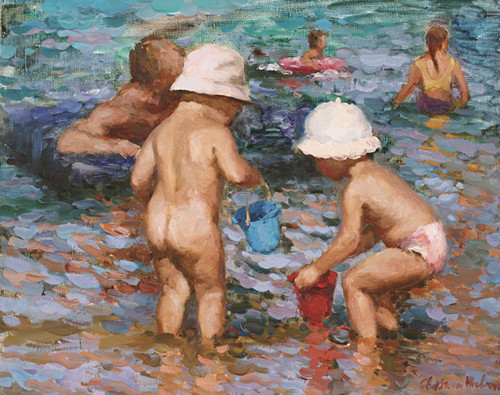 斯维特莱娜《海滩童趣》40×50cm