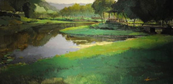 伊莲娜 《绿色西溪》120X60cm   2011年