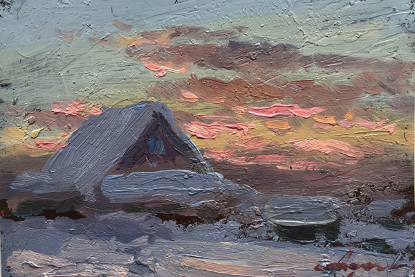 拉申得  《雪中的小屋1》21x14