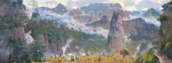 谢夫楚科  太行山伟大的脉   100x270cm  布面油画  2015年
