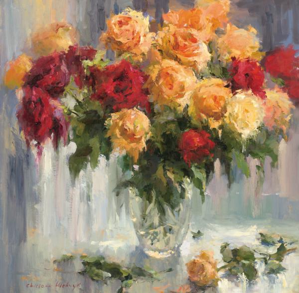 斯维特莱娜   玫瑰花  100x100cm  布面油画  2010年