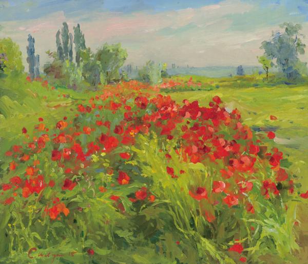 斯维特莱娜  克里米亚的罂粟  60x70cm  布面油画  2015年