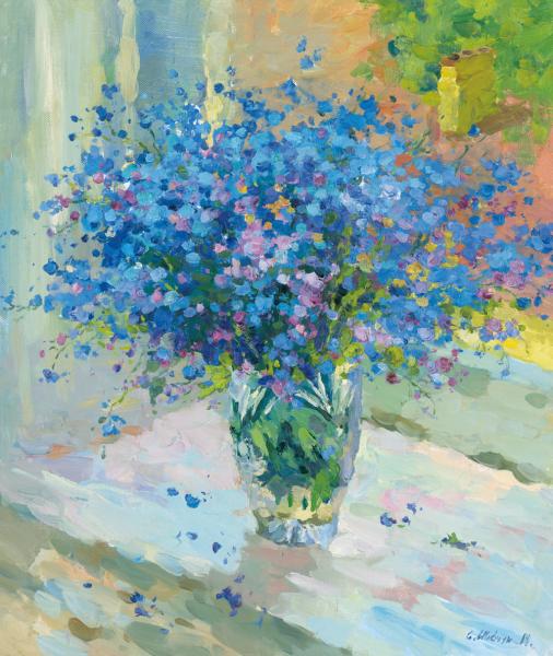 斯维特莱娜  勿忘我花  70x60cm  布面油画  2014年