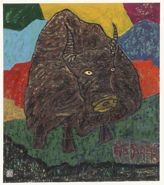 藏跃军   心灵佛光之五八  71x80cm  藏纸  2012年 
