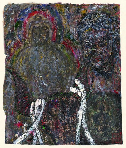 臧跃军   心灵佛光之一OO  30.5x37cm  藏纸  2012年
