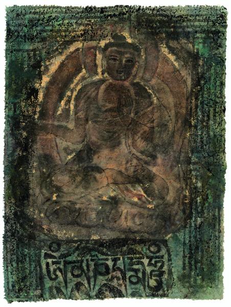 臧跃军  心灵佛光之一二三  48x37cm 藏纸  2016年