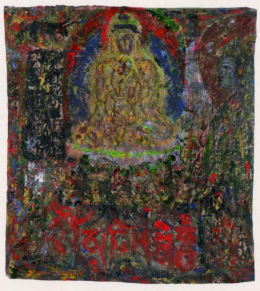 臧跃军  心灵佛光之一〇二  35x37cm 藏纸  2012年