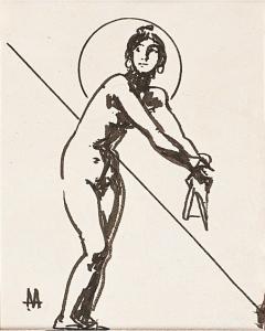 梅尔尼科夫《古典女人像》25.5×17.2cm  2008年