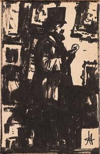 梅尔尼科夫《男子肖像》16×25cm  2004年