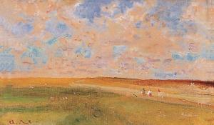 梅尔尼科夫-《田野》 风景 14×24cm 1975年