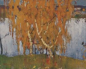 萨卡洛夫《初雪》 80×100cm 1992年