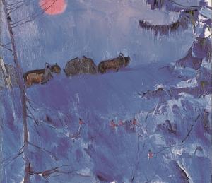 萨卡洛夫《寒冷的一天》 70×80cm 1983年