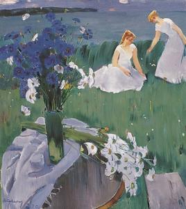 萨卡洛夫《花卉》90×80 cm   1995年