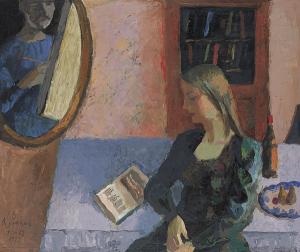 库拉科夫  《 有椭圆镜子的室内画 》  49×58cm   1999年