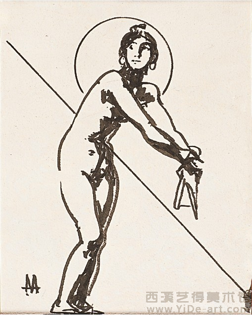 梅尔尼科夫《古典女人像》25.5×17.2cm  2008年
