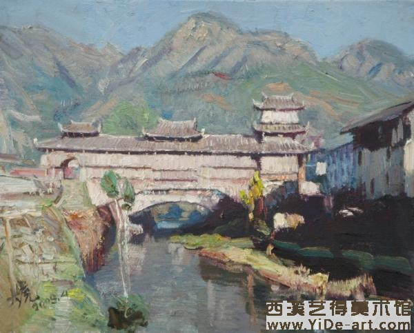 《舉 水魯廊橋》50×40cm 2009年