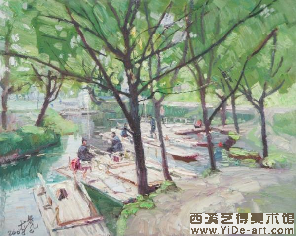 《李坑竹排》50×40cm 2008年