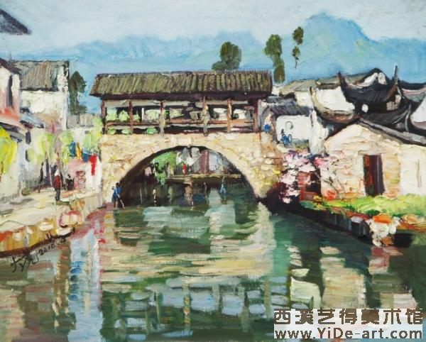《游山村廊橋》50×40cm 2011年