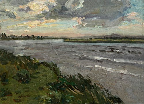 白仁海《晚霞映照伊犁河》27.5cmX38cm 2002年