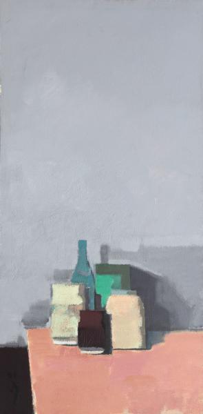 林涛《灰色背景的静物》120× 60cm 麻布丙烯 2006年