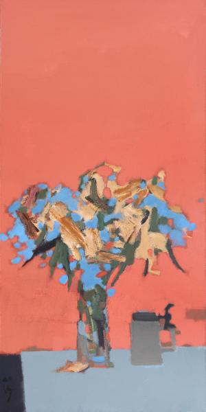 林涛《瓶花》120× 60 cm 麻布丙烯 2006年