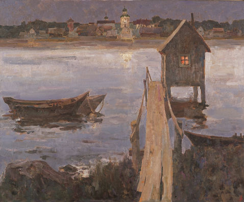 卢卡森诺克 《傍晚的小河》90x110cm 2007年