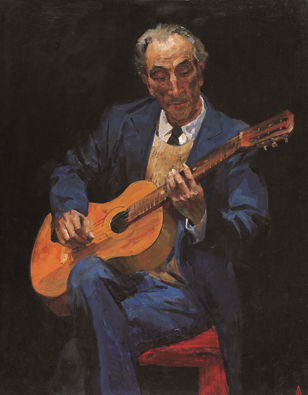 卢卡森诺克《吉他手》  90X74cm  2006年