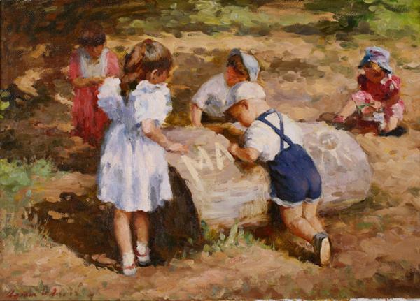 斯维特莱娜《林场里的孩子们》 50×70cm 2009年