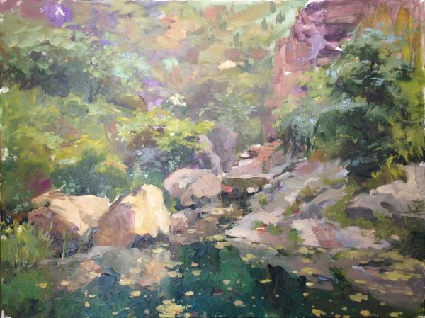 斯维特莱娜 《寺庙之山泉》60×80cm   布面油画 2014年