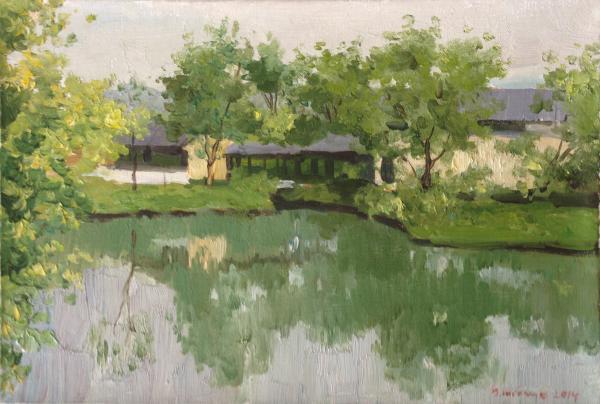 谢夫楚科 《公园印象》 22×33.3cm 布面油画 2014年