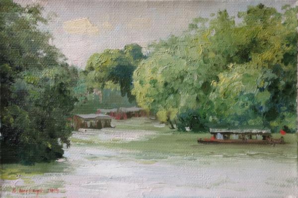 谢夫楚科 《河岸漫步》 22×33.3cm 布面油画 2014年