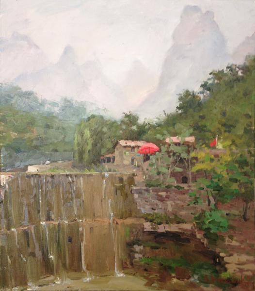 谢夫楚科 《瀑布》 70×60cm  布面油画 2014年