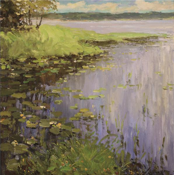 《湖色》拉申得 89.5×90cm 2002年