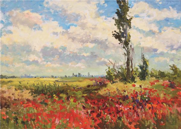斯维特莱娜《克里米亚的罂粟》 50×70cm 2011年