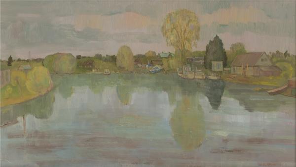 德米特里《河边人家》91.5x51.5cm